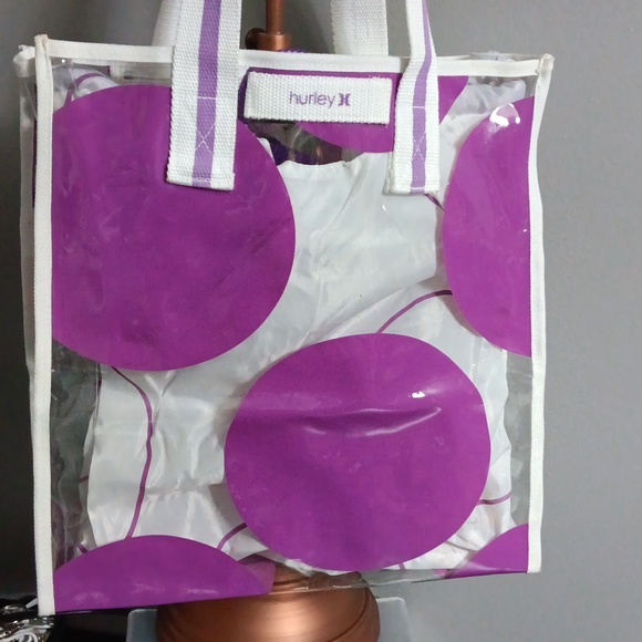 HURLEY 2 IN 1  clear with purple circle tote - Picture 9 of 11